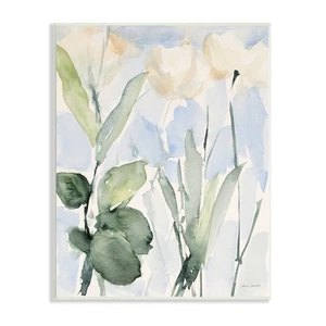 Stupell Abstract White Flowers Leaves Watercolor Effect - Picture 1 of 5