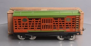 Lionel 213 Vintage Standard Gauge Tera Cotta & Green Cattle Car - Repainted/Box - Imagen 1 de 12