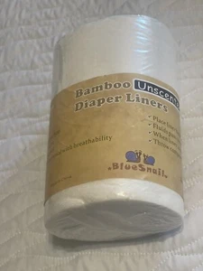 Blue Snail Bamboo Diaper Liners Unscented 2 Rolls 12 x 7 100 Sheets Per Roll - Picture 1 of 3