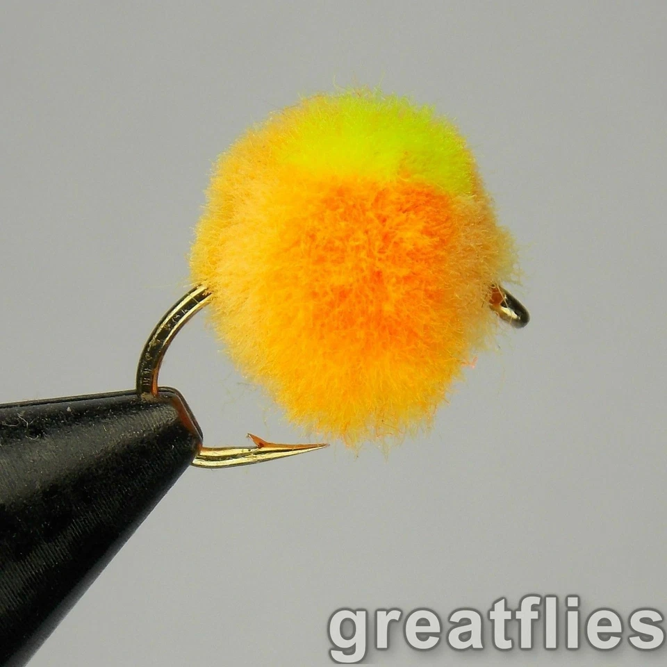 1 dozen (12) - Glo Bug - ORANGE/CHARTREUSE