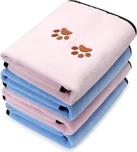 4 Pack Dog Towels for Drying Microfiber Soft Absorbent Pet Bath Towel Dog Drying - Picture 1 of 6