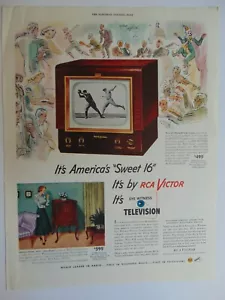 1949 RCA VICTOR Sweet 16" Televisione pubblicità stampa artistica d'epoca - Foto 1 di 1