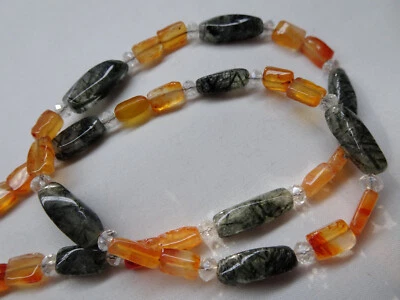 Collar hecho a mano de 16 1/2" Actionolite Qtz y cuentas de vidrio cierre SS N40 DNG Foto 1 de 4