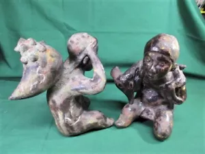 Coppia di Antichissime Statue Colima di Fornitori Trasporto Povisioni - Foto 1 di 8