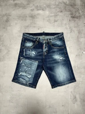 Pantalones Cortos Denim Clásicos Kenny Twist DSQUARED2 Pintura Envejecida Para Hombres Talla 46 Foto 1 de 4