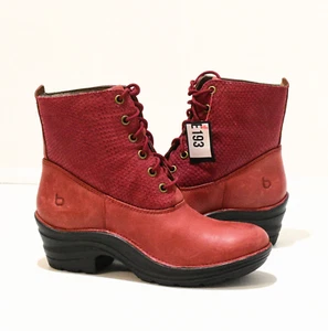 Bionico Roker Platform Boots Womens Size US 7.5 Red Leather Comfort Ankle Boots - Picture 1 of 5