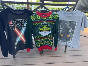 Star Wars Lot Sweater Youth Medium Mandalorian The Child Halloween T Shirt Vader - Picture 1 of 12