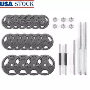 100LB Cast Iron Weight Plate Set Barbell Dumbbell Home Gym Equipment Fitness New - Picture 1 of 9