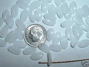 AL451 CZECH 6x10mm CURVED PETAL Glass Beads-MILKY WHITE (50) - Picture 1 of 1