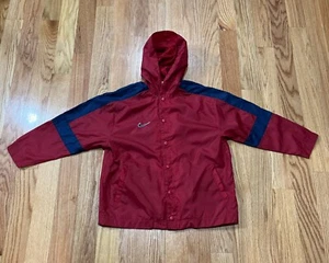 Vintage Nike Jacket Boys Medium 10-12 Windbreaker Y2K Swoosh Embroidered Hooded - Picture 1 of 5