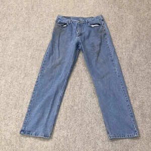Wrangler Straight Leg Light Wash Denim Jean Men Size 36 X 32 / 36W X 32L *Stain* - Picture 1 of 7