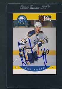 1990/91 Pro Set #23 Uwe Krupp Sabres Signed Auto *D5103