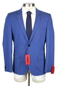 Hugo Sport Coat 40 S Men's Blue Solid Extra Slim Fit Arti Super Flex Wool Blend - Picture 1 of 13