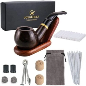 Tabakpfeife, Tabak Pfeifen Set Holz Tabak Pfeifen Set - gebogen Ebenholz Pfeife - Bild 1 von 7