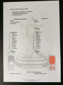 1967-68 Dunfermline Athletic v Aberdeen Scottish Cup 2nd Rnd Matchsheet - Picture 1 of 1