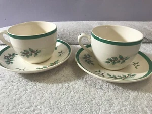 Spode Christmas tree set of 2 teacups & matching saucers CH2427 - Picture 1 of 8