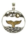 Unique Whale Tale And Citrine Pendant in Sterling Silver