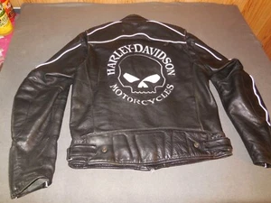 Harley Davidson Willie G Skull Reflective Leather Jacket Men L 98099-07VM Liner - Picture 1 of 17