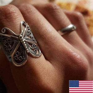Retro Gold/Silver Butterfly Ring Stainless Steel Ring Jewellery Fashion Women