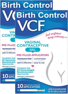 VCF Vaginal Contraceptive Gel Prefilled Applicators with Spermicide, 2 Boxes of - Picture 1 of 12