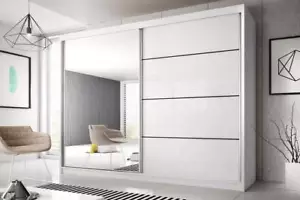 Modern Wardrobes MU 35 sliding doors with mirror perfect inside FREE DELIVERY - Picture 1 of 19