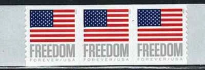 Mint US Strip of 3 Flag Freedom Coil Stamp, Scott# 5788 (MNH) - Picture 1 of 1
