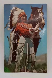 Vintage Postkarte Western American Indian Maiden, unbespielt Plastichrome  - Bild 1 von 2