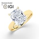 Radiant Solitaire Hidden Halo 18K Yellow Gold Engagement Ring, 4Ct,Lab-Grown Igi