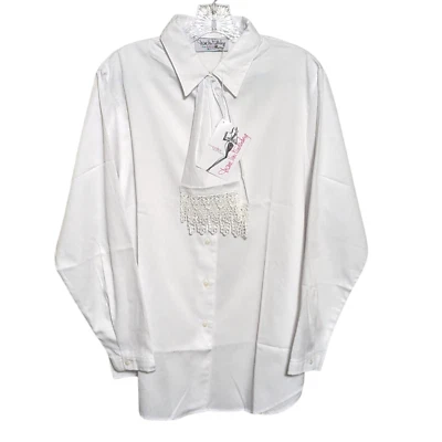 Nueva Blusa De Colección Años 90 Diane Von Furstenberg Blanca Botón Frontal M/L Encaje Ascot Foto 1 de 4