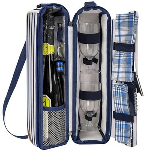 ALLCAMP Wine Tote Bag with Cooler Compartment,Picnic Set Carrying Two Sets of... - Picture 1 of 6