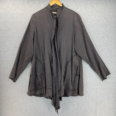 Chaqueta Cynthia Ashby Talla Pequeña Gris Botón Frontal Mezcla Lino Seda Nueva con Etiquetas Foto 1 de 4