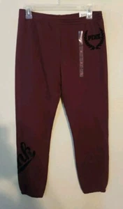 NEW Pink by Victorias secret Red pull on lounge pants WOMENS SMALL Velvet Logo - Picture 1 of 7