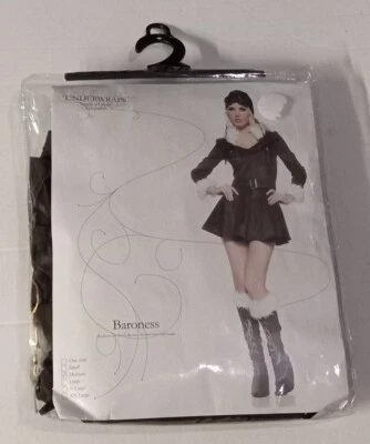 M Disfraz de Baronesa Marrón Mini Vestido Cuello Felpa Puños Bota Tops Gorra Gafas  Foto 1 de 2