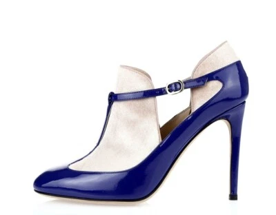 Mujer VALENTINO GARAVANI Azul Rubor Charol T-Strap Botines Talla. 39 $975 Foto 1 de 4