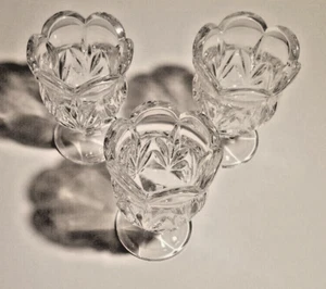 Vintage Lead Crystal Bohemian Fan Pattern Footed Votive Candleholder Qty 3 NEW - Picture 1 of 6