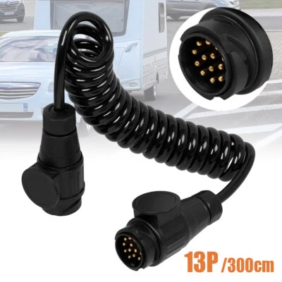 Trailer Light Electrics 3m Extension Cable Lead Male to Male 13 Pin Plugs Wire - Image 1 of 4