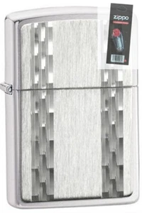 Zippo 24994 vertical lines emblem Lighter + FLINT PACK - Picture 1 of 1
