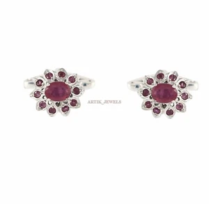 Gemello In Argento Sterling 925 Con Pietra Preziosa Riscaldata Ruby #2548 - Foto 1 di 3