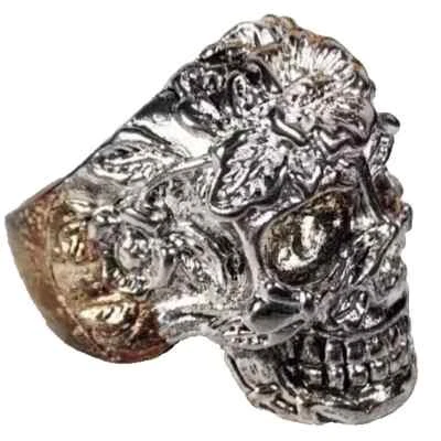 Skull Ring Men's Size 8 Chrome Steel Silver Copper Two Tone Rock Custom Unique - Image 1 of 4