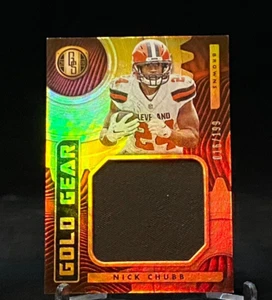 2019 Gold Standard Gold Gear #GG-19 Nick Chubb Browns Jumbo Swatch /199 - Picture 1 of 2