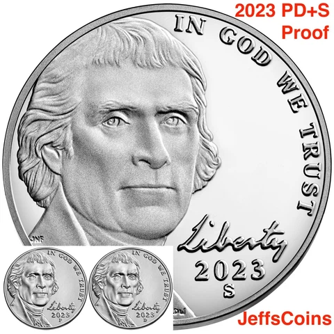2023 P D S Jefferson Nickel US Mint PROOF Uncirculated PD BANK ROLL Set Nickle 3 Cover