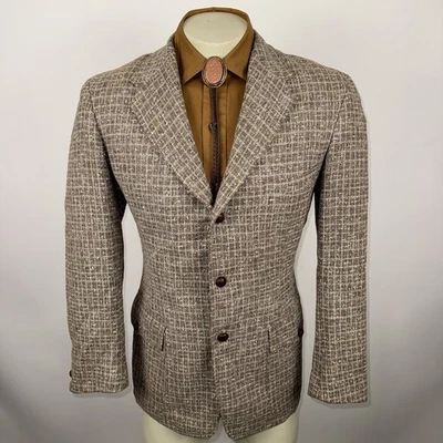Vtg 50s 60s H Bar C Jacket Suit Blazer Sport Coat Western Rockabilly Wool Men 38 - Image 1 of 4