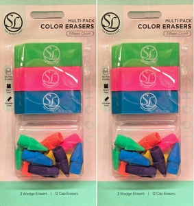 2 x 15 piezas LA LÍNEA DE SUMINISTRO GOMAS DE BORRAR SURTIDAS MULTICOLOR - Imagen 1 de 1
