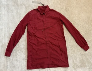 DAMIR DOMA SILENT  Siel Jersey Sleeves Ribbed Cuffs Hidden Button Up Shirt Red M - Picture 1 of 21
