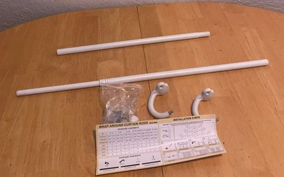 BARRAS DE CORTINA BLANCAS ENVOLVENTES VARILLAS DE CORTINA BLACKOUT PARA VENTANA 18-45 PULGADAS Foto 1 de 4