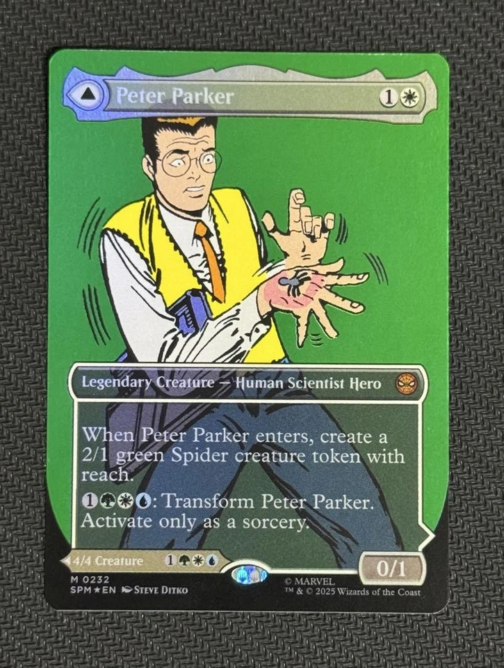 [FOIL] MTG Marvel Spider-Man Peter Parker No.232 Borderless English Mythic Rare - Image 1 of 2