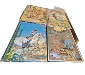 Lot of 4 Vintage Tray Frame Tray Puzzles; complete; Lone Ranger, Wagon Train - Picture 1 of 17