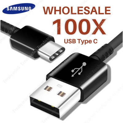 100X USB-C 安卓充电器电缆 C 型适用于三星 Galaxy S25 S10 S9 Note8 批量 — 第 1/4 张图片