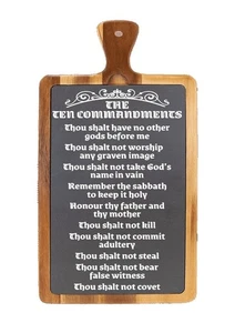 Slate Engraved 16" X 7-3/4", The Ten Commandments, Slate Cutting Board, Kitchen - Picture 1 of 3