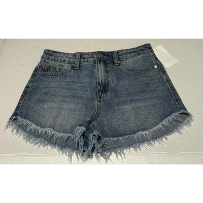 Bermuda jeans Joe's bainha desgastada lavagem desgastada cintura alta casual verão - Imagem 1 de 4